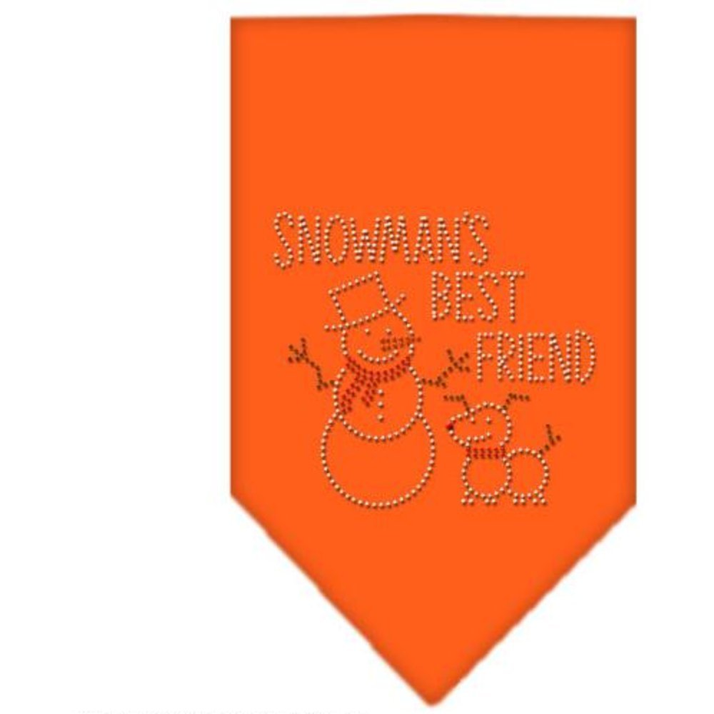 Christmas Pet and Dog Bandana Rhinestone, Snowman's Best Friend Orange Small