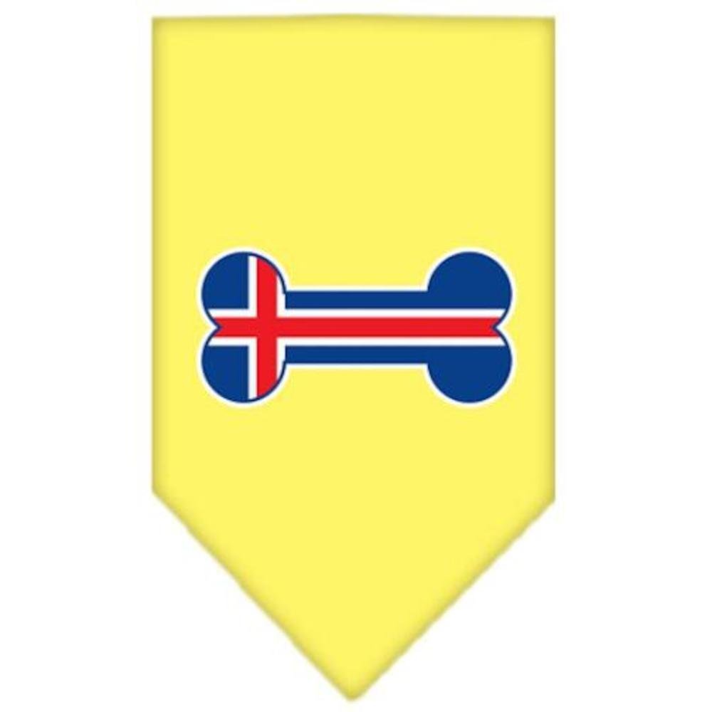 Mirage Pet Products Bone Flag Iceland Screen Print Bandana for Pets, Large, Yellow
