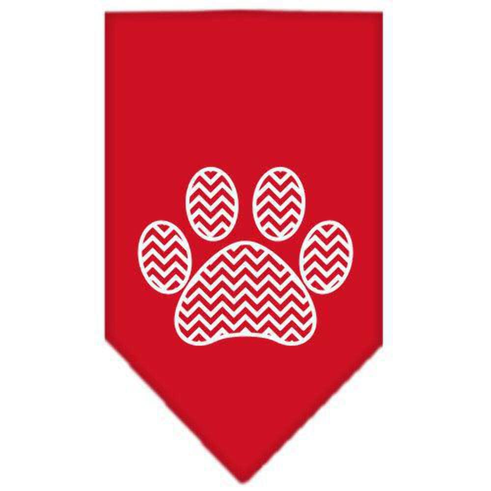 Mirage Pet Products Chevron Paw Screen Print Bandana, Red, Small