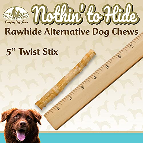 Fieldcrest Farms Nothing to Hide Natural Rawhide Alternative Small Twist Stix for Dogs - (10 Sticks) All Natural Easily Digestib