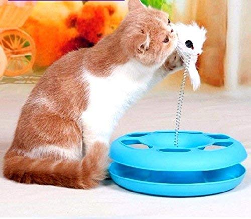Psk Pet Mart Interactive Plastic Moving Mouse Spring Play Ball Turntable Toy For Cat