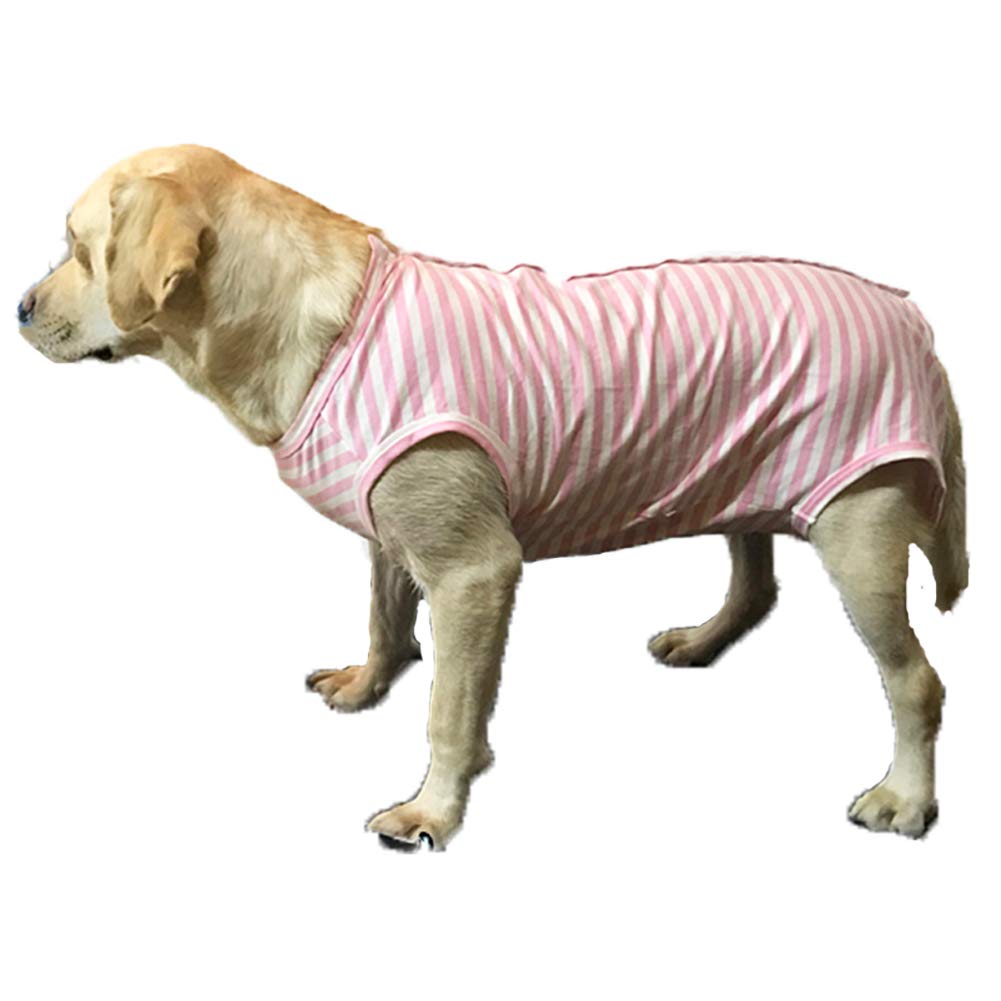 Dogs Recovery Suit Post Surgery Shirt For Female Male Dog, E-Collar Alternative Wound Protective Clothes (Pink White Stripe-4Xl)