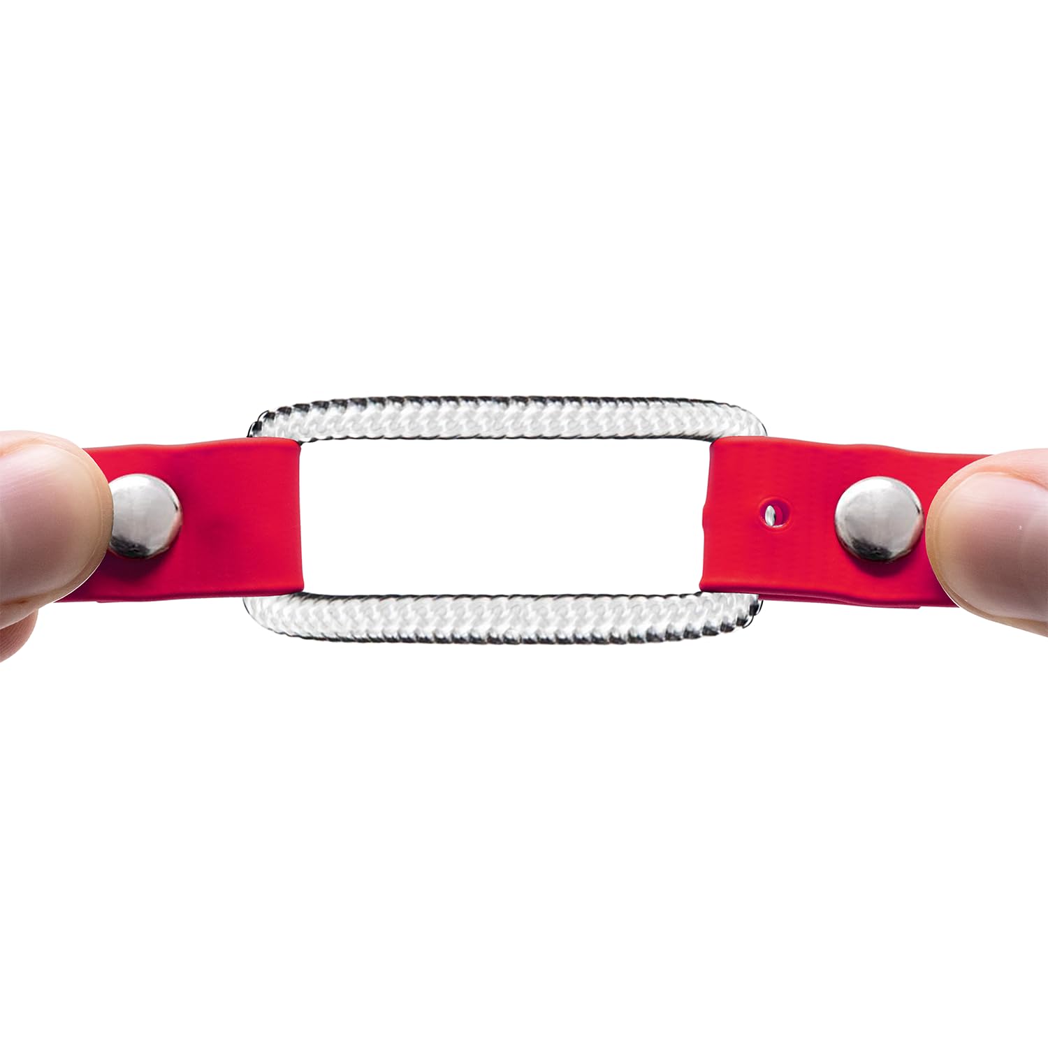 Educator Dog Mini Double Bungee Dog Collar, Biothane, Waterproof, Odorproof, Metal Buckle And D Ring With Two Comfort Loops, Adjustable For Custom Fit, 3/4-Inch, Red