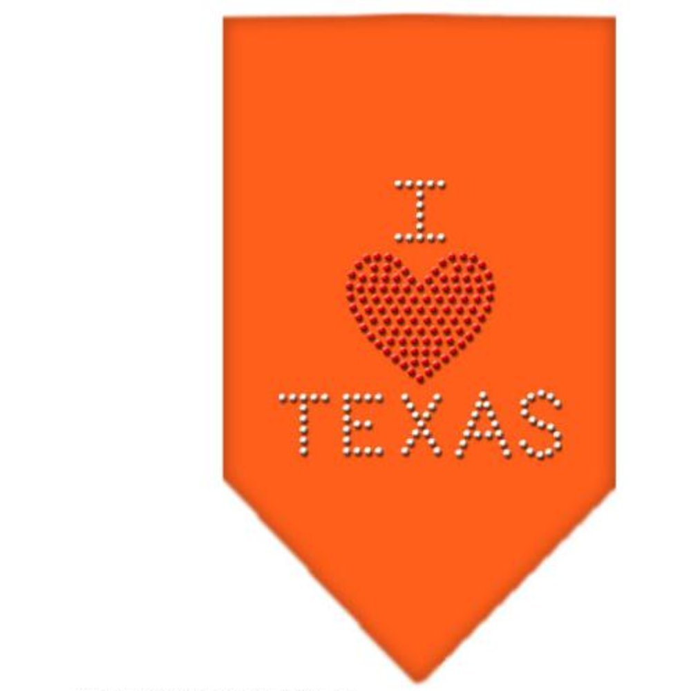 Mirage Pet Products I Heart Texas Rhinestone Bandana, Small, Orange
