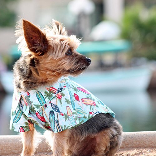 Doggie Design Hawaiian Camp Shirt (Surfboards And Palms, S)