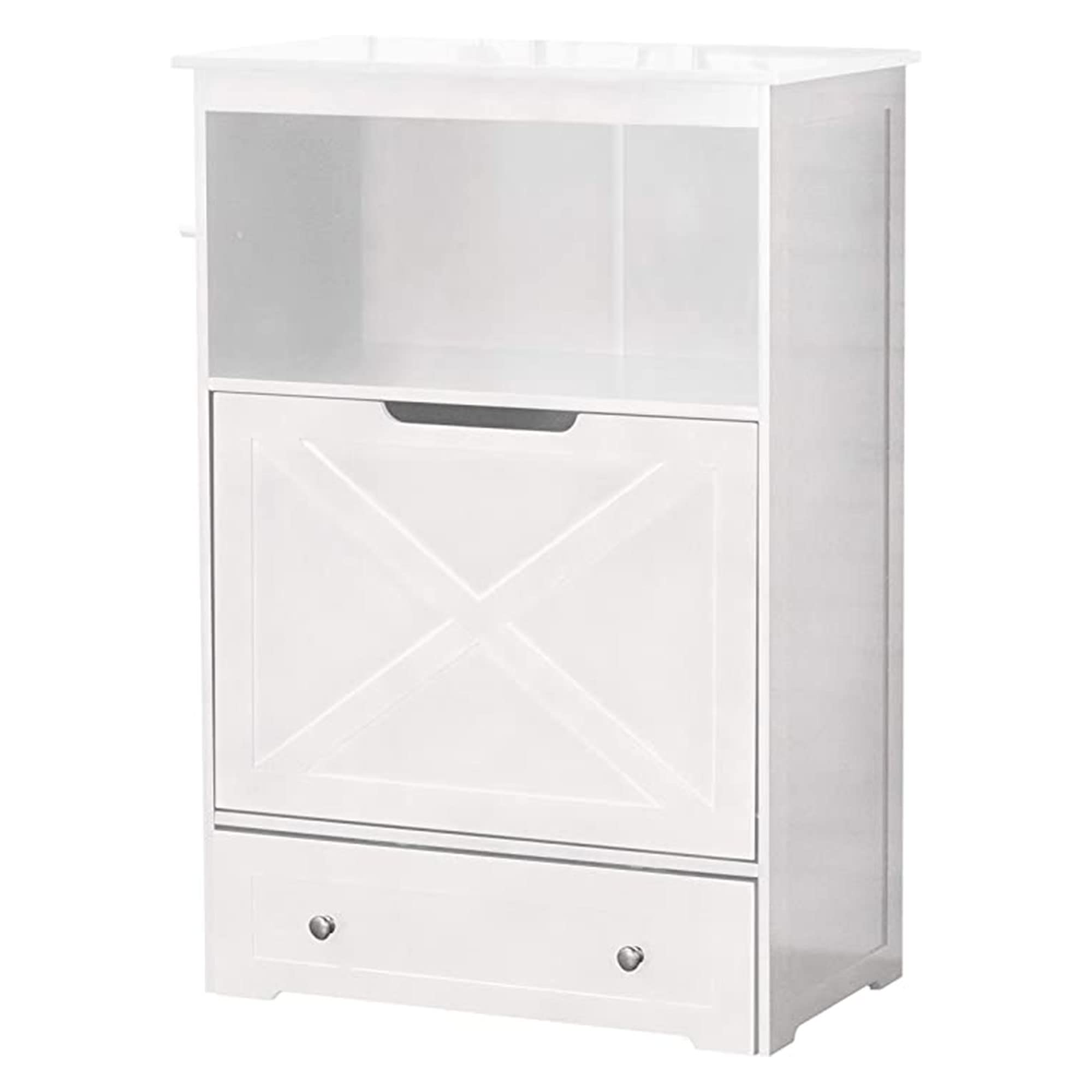 zoovilla Windsor Pet Feeders with storage - dog bowl stand, pet feeder station, White 13.78?D x 24.02?W x 35.04?H