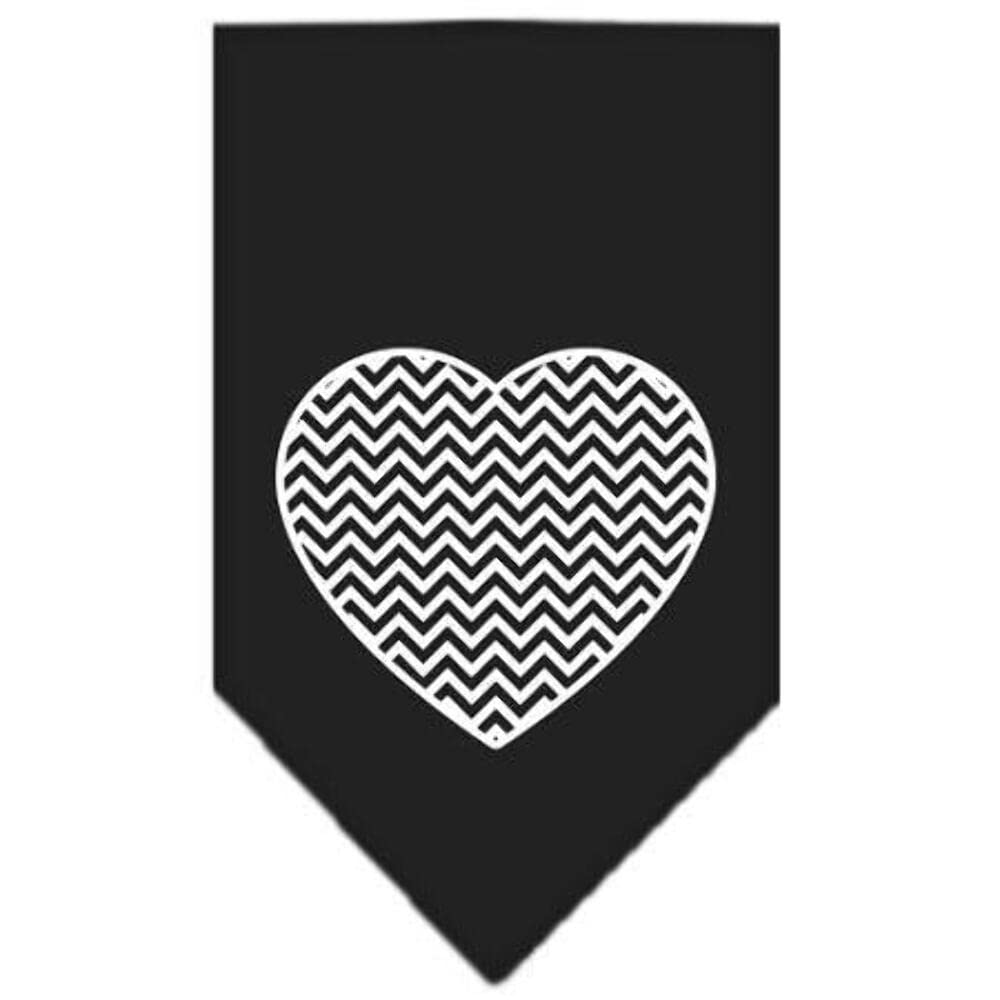 Pet and Dog Bandana Screen Printed, "Chevron Heart" Turquoise Small