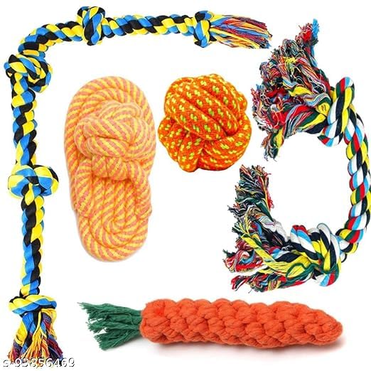 Psk Pet Mart Dog Chew Tough Heavy Duty Dental Dog Rope Cotton Puppy Teething Chew Toy  Color May Vary (Combo Of 5)