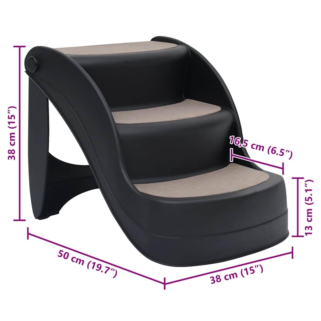 vidaXL Folding 3-Step Dog Stairs - Lightweight, Portable, and Foldable - Non-Skid Steps for Small to Large Pets - Stylish and Pr