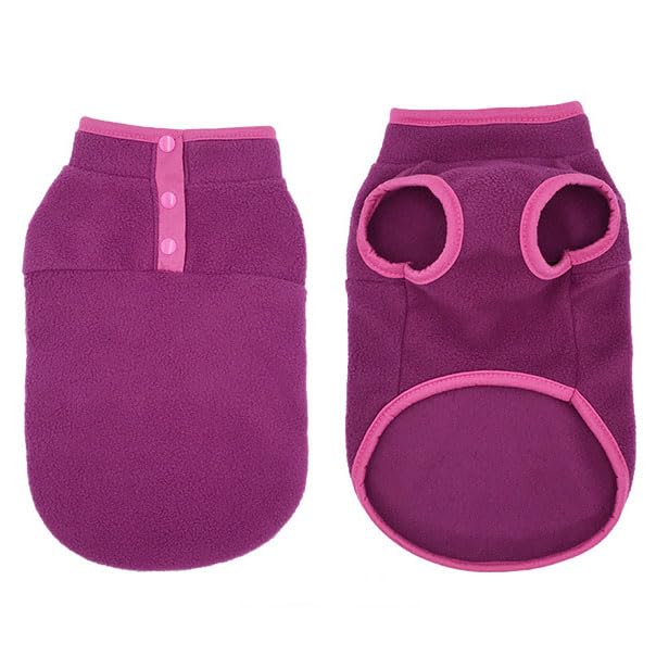 Imdoubledou Dog Fleece Vest - Small, Solid Pink Pur, Leash Hole, Durable, Winter, Fleece, Unisex, Large