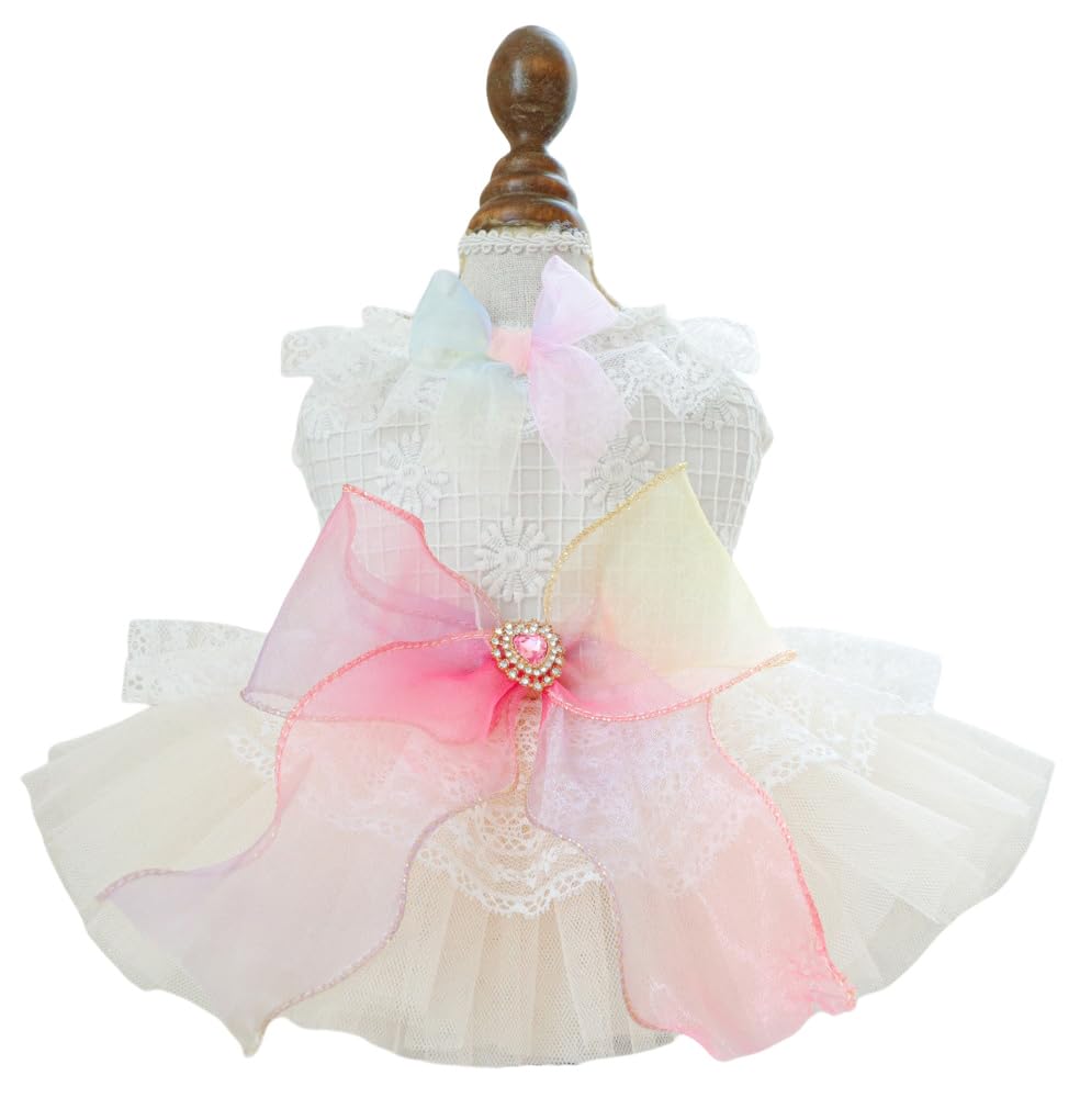 Marupet Fashion Sweet Puppy Dog Blingbling Princess Skirt Pet Dog Lace Cake Camisole Tutu Dress D-Pink Xs