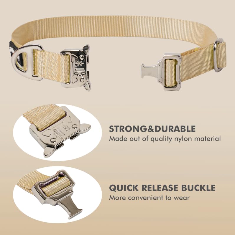 Rttochfy Premium Tactical Dog Collar, Adjustable And Quick-Release Metal Buckle, Heavy Duty Dog Collar For Small Medium, And Lar