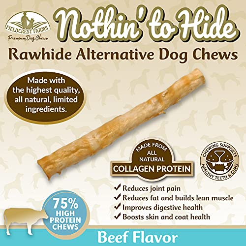 Fieldcrest Farms Nothing to Hide Natural Rawhide Alternative Small Twist Stix for Dogs - (10 Sticks) All Natural Easily Digestib