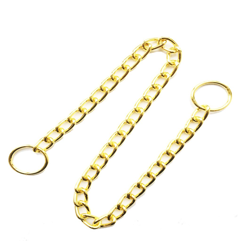 Chain Dog Collars For Medium Dogs, Golden M Metal Slip Link Training Heavy Duty Dog Collar Martingale Puppy Collars For Xxs Xs S