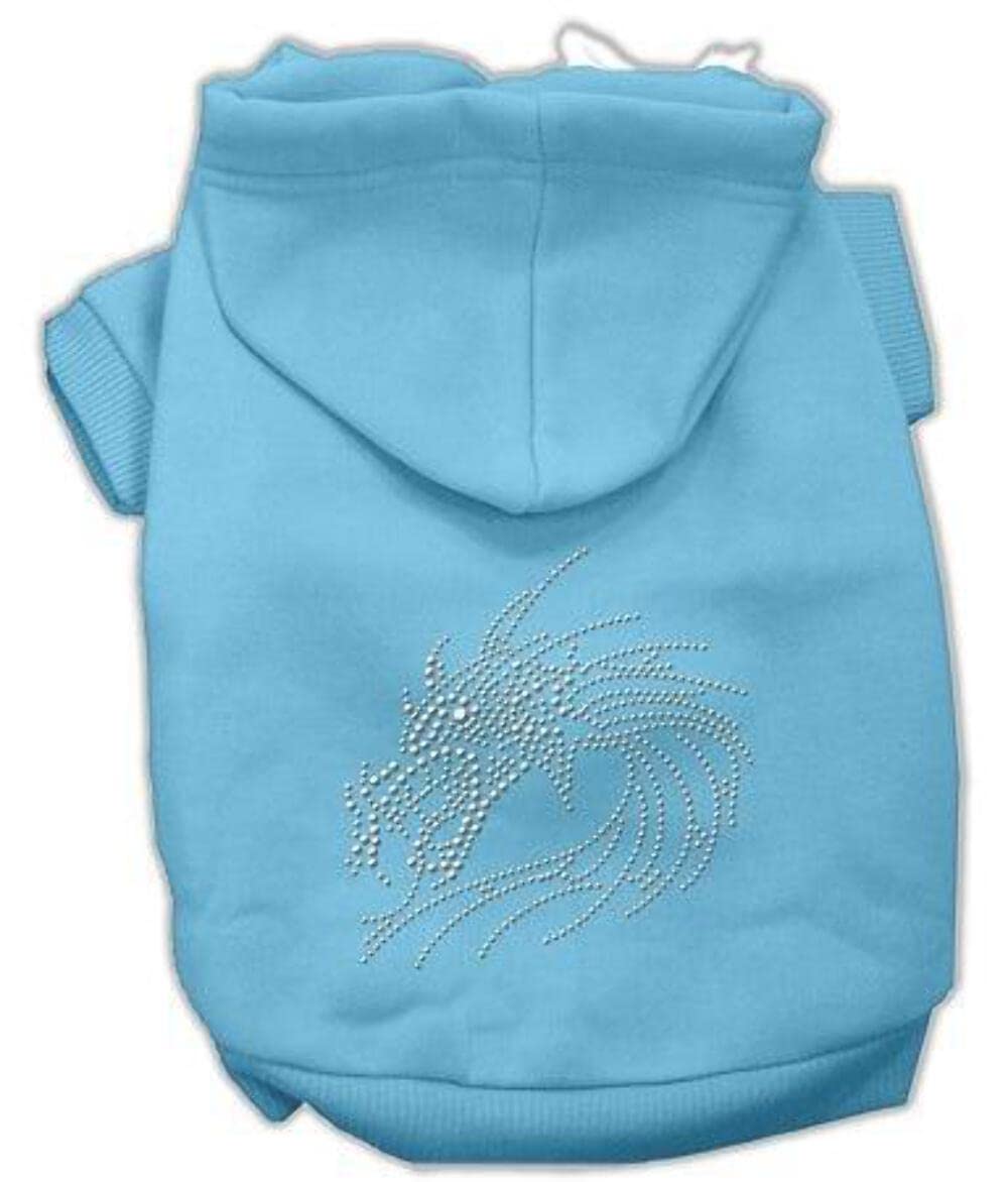 Pet, Dog & Cat Hoodie Rhinestone, Dragon Baby Blue 3XL (25-35 lbs.)