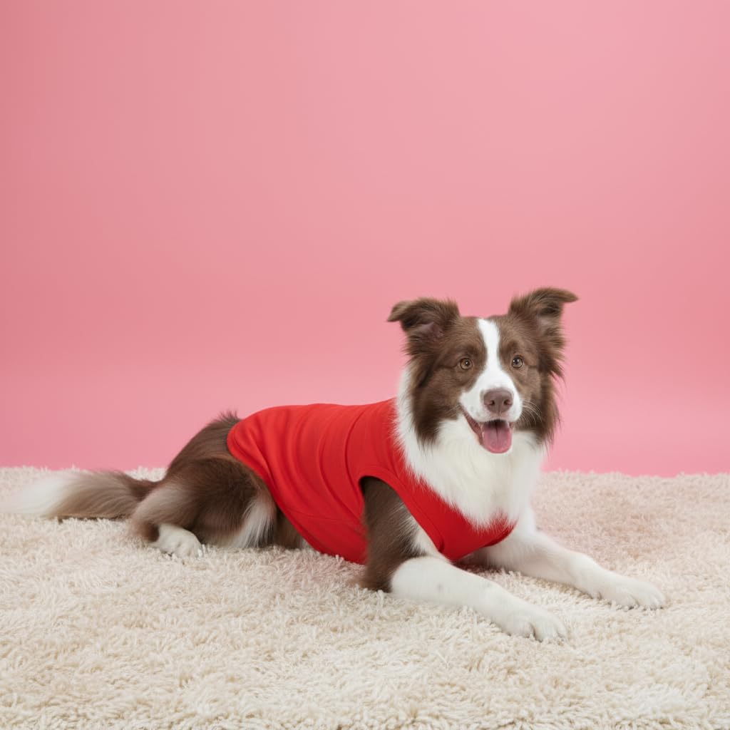 Chol&Vivi Dog Clothes, 2pcs Soft Cotton T-Shirts for Small, Medium, Large, Extra Large Dogs (Red and Orange, S (16 Chest))