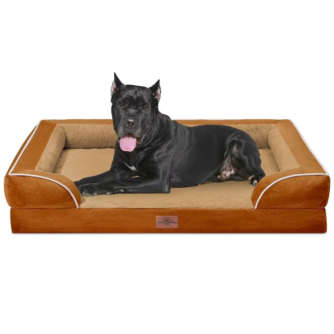 Comfort Expression Waterproof Dog Bed, Xxl Dog Bed Orthopedic Foam, Waterproof Dog Sofa Bed With Washable Removable Cover & Non-Slip Bottom(Xx-Large,Caramel)
