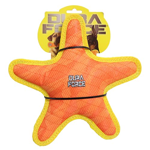 Dura Force - Durable Woven Fiber - Star Orange & Yellow - Squeakers - Multiple Layers. Made Durable, Strong & Tough. Interactive