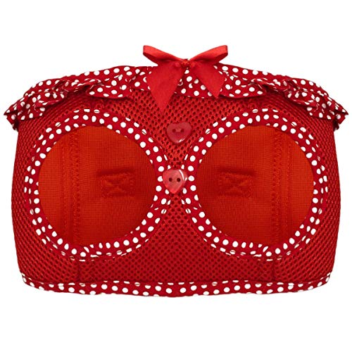 Doggie Design No Choke Dog Harness - Simple Step-In And Go Dog Vest For Small, Medium, And Large Breeds - Breathable Mesh Polyester Pet Harness - Red Polka Dot - M