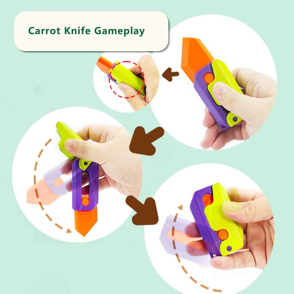 3D Printing Fidget Knife Toy For Adults - Funny Plastic Edc Carrot Knife Toy - Sensory Toys Anxiety Stress Relief Toy - Stocking