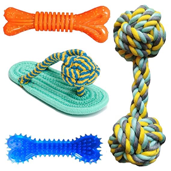 Psk Pet Mart Pet Rope Chew Toys, Puppy Teething Toys For Medium Dogs Puppies Cotton Chew Toy, Ball, Bone, Training Aid For Dog (