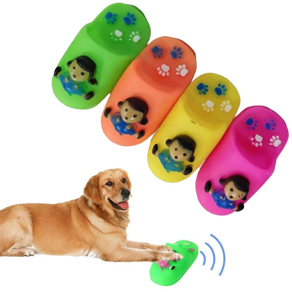 Rvpaws Pet Toy Vinyl Slipper Chew Squeaky Plush Slipper Shape Toy For Pet Dogs/Cats (Colour May Vary) (Pack Of  1)