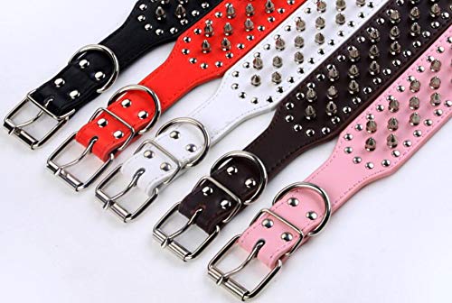 haoyueer Faux Leather Spiked Studded Dog Collar for Medium Large Dogs Pit Bull Mastiff Bully Boxer (M, Light Brown)