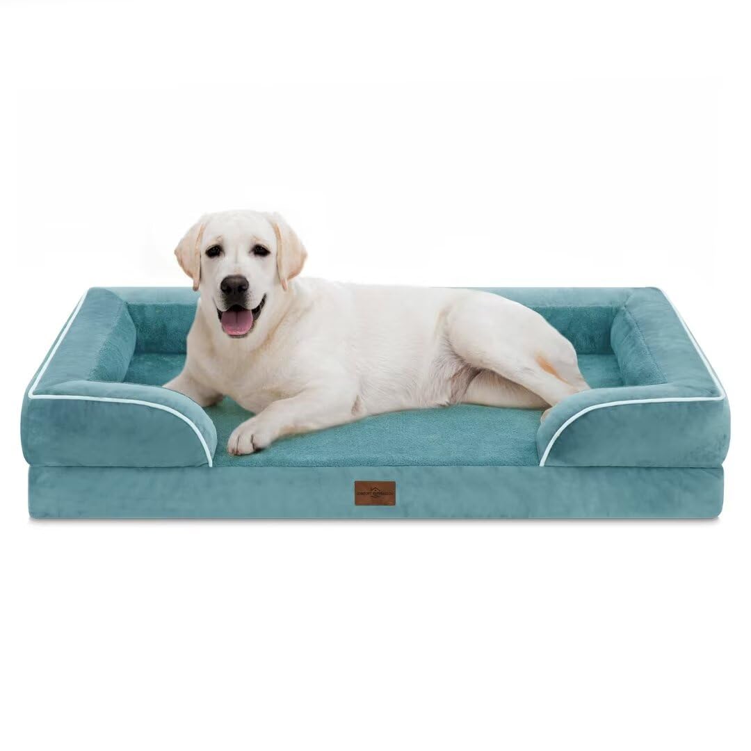 Comfort Expression Jumbo Breed Dog Bed, Jumbo Orthopedic Dog Bed For Extra Large Dogs, Waterproof Dog Bed, Pv Washable Dog Sofa Bed With Removable Cover & Non-Slip Bottom(Jumbo,Washed Blue)