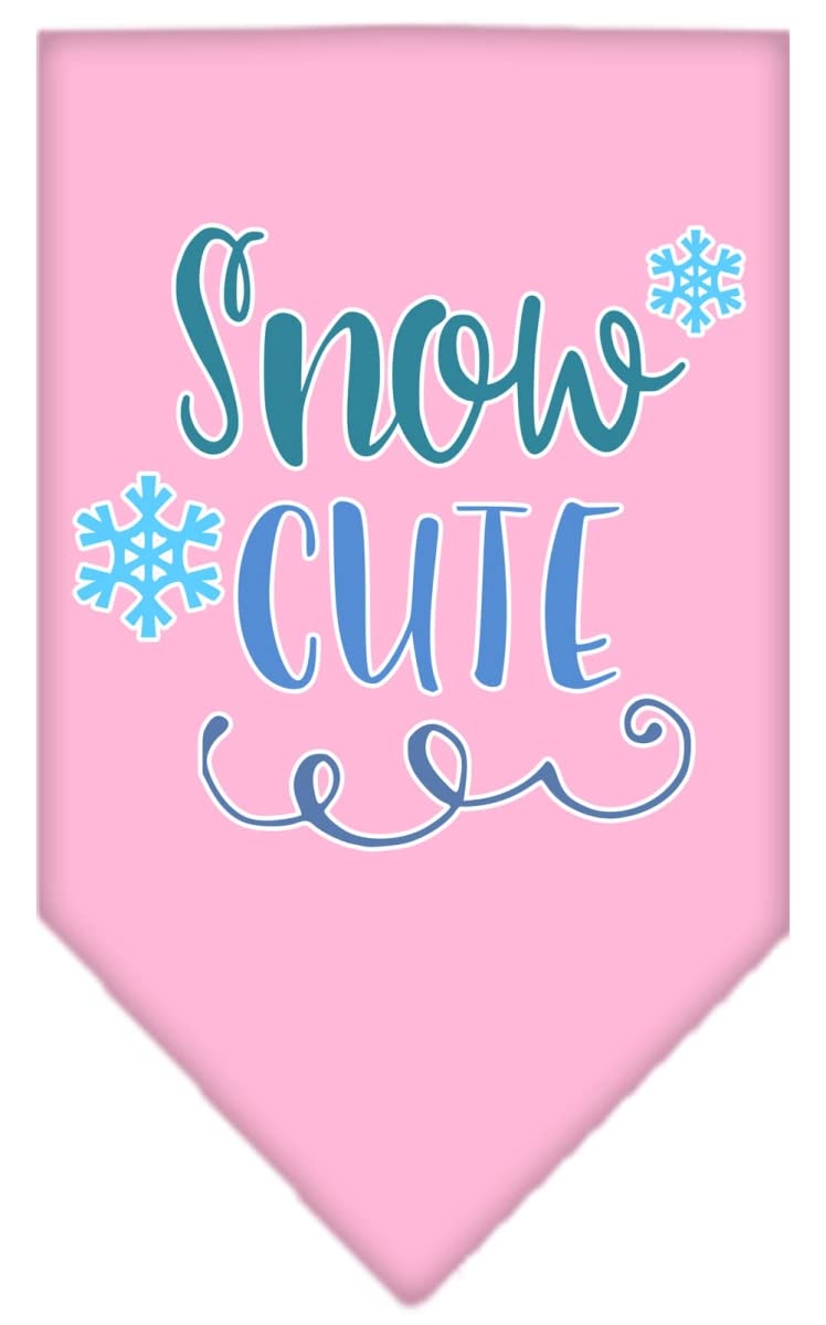 Christmas Pet and Dog Bandana Screen Printed, "Snow Cute" Light Pink Large