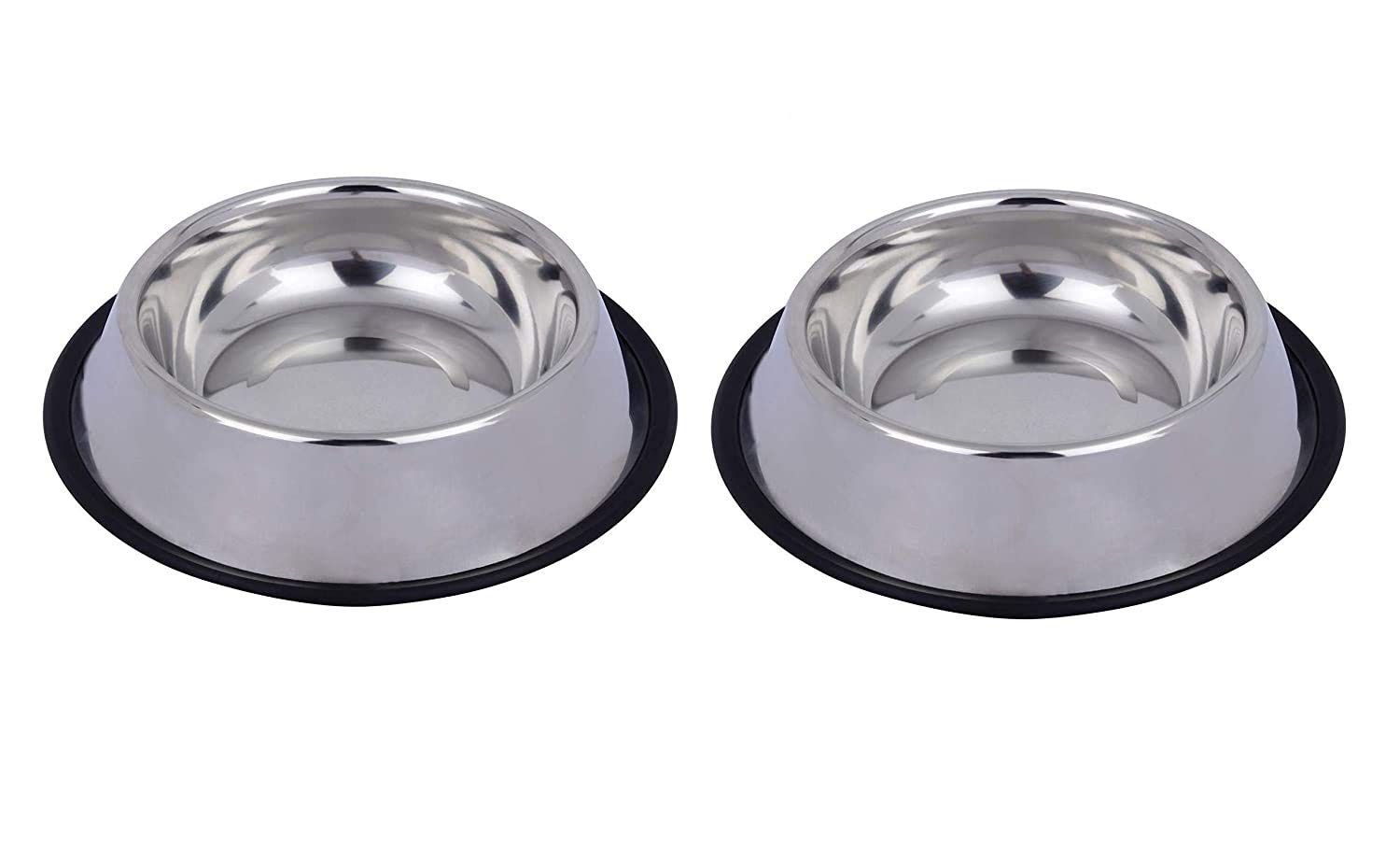 Home Bargains Naaz Pet Anti Skid Stainless Steel Bowl For Feeding Small Dogs Cats And Kittens (Silver, 200 Ml X 2)Set Of 2,?18 