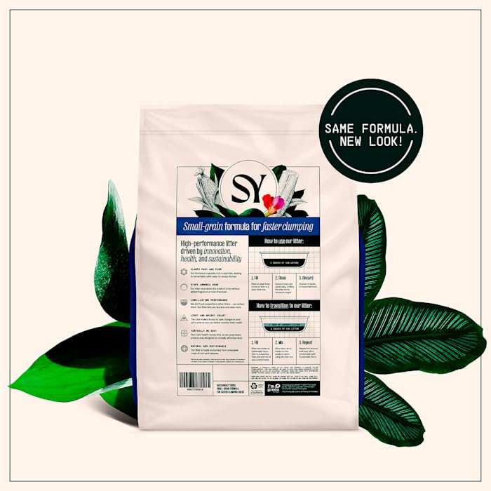 Sustainably Yours Natural Cat Litter, Multi-Cat, Corn & Cassava, 13 lbs, Purple, Model 70002