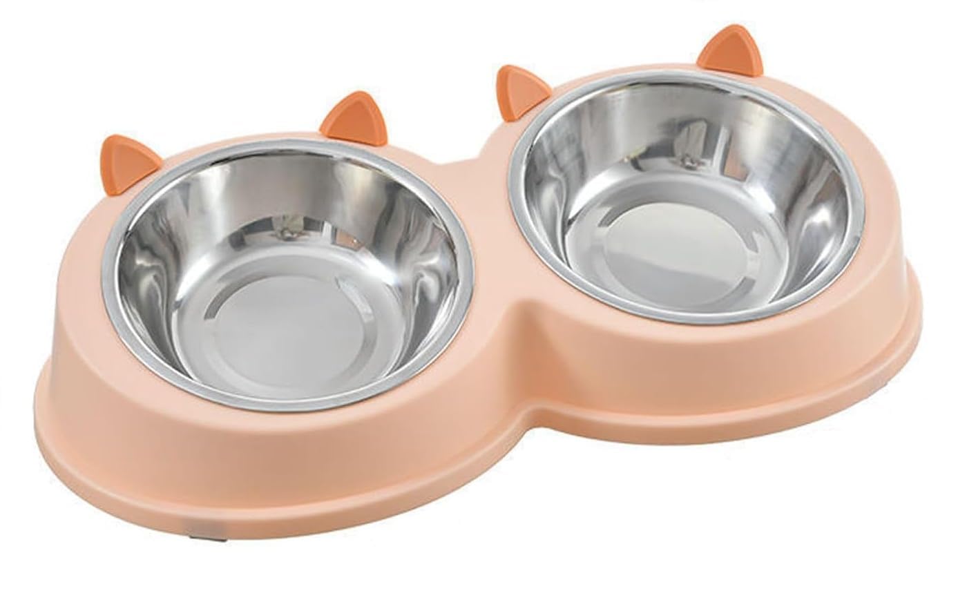 Evona 2In1 Food And Water Bowl For Dog, Puppies, Cats, Rabbit & Kittens, Anti Slip Stainless Steel Double Diner Dog And Cat Fo