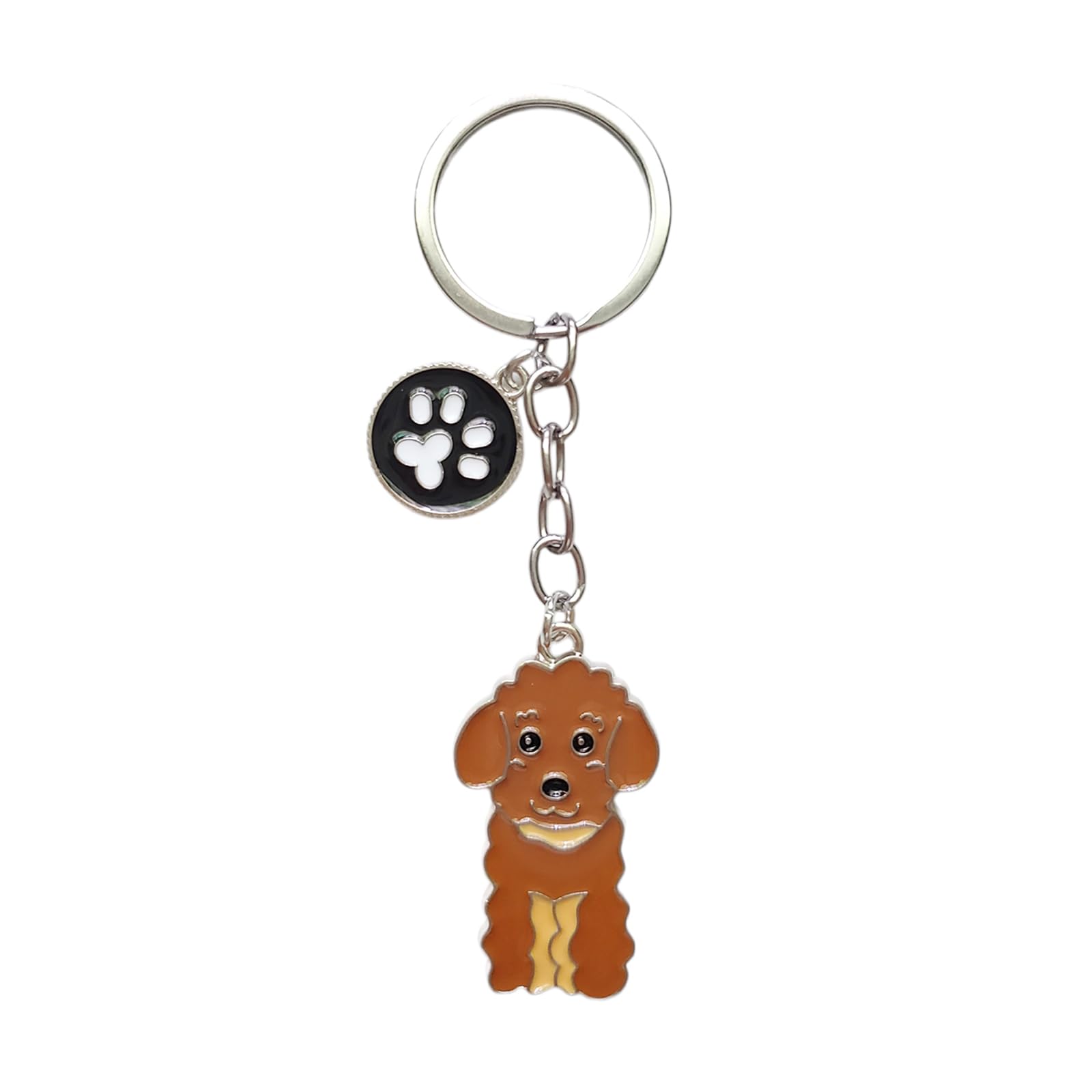 Poyamuse Enamel Dog Pet Keychain - A Heartwarming Memorial And Adorable Accessory Keyring For Dog Lovers-Poodle Brown