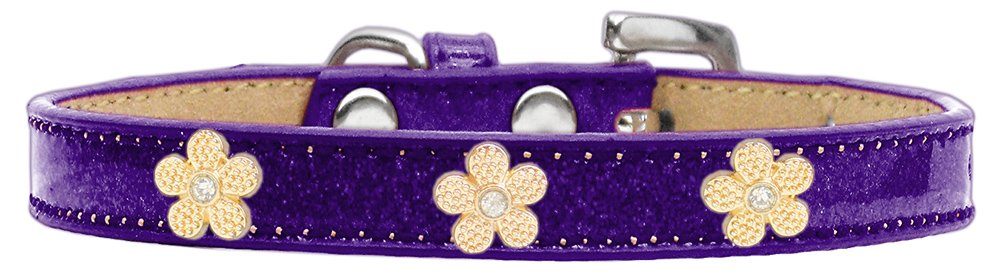 Mirage Pet Products Gold Flower Widget Dog Collar Purple, Ice Cream, Size 20