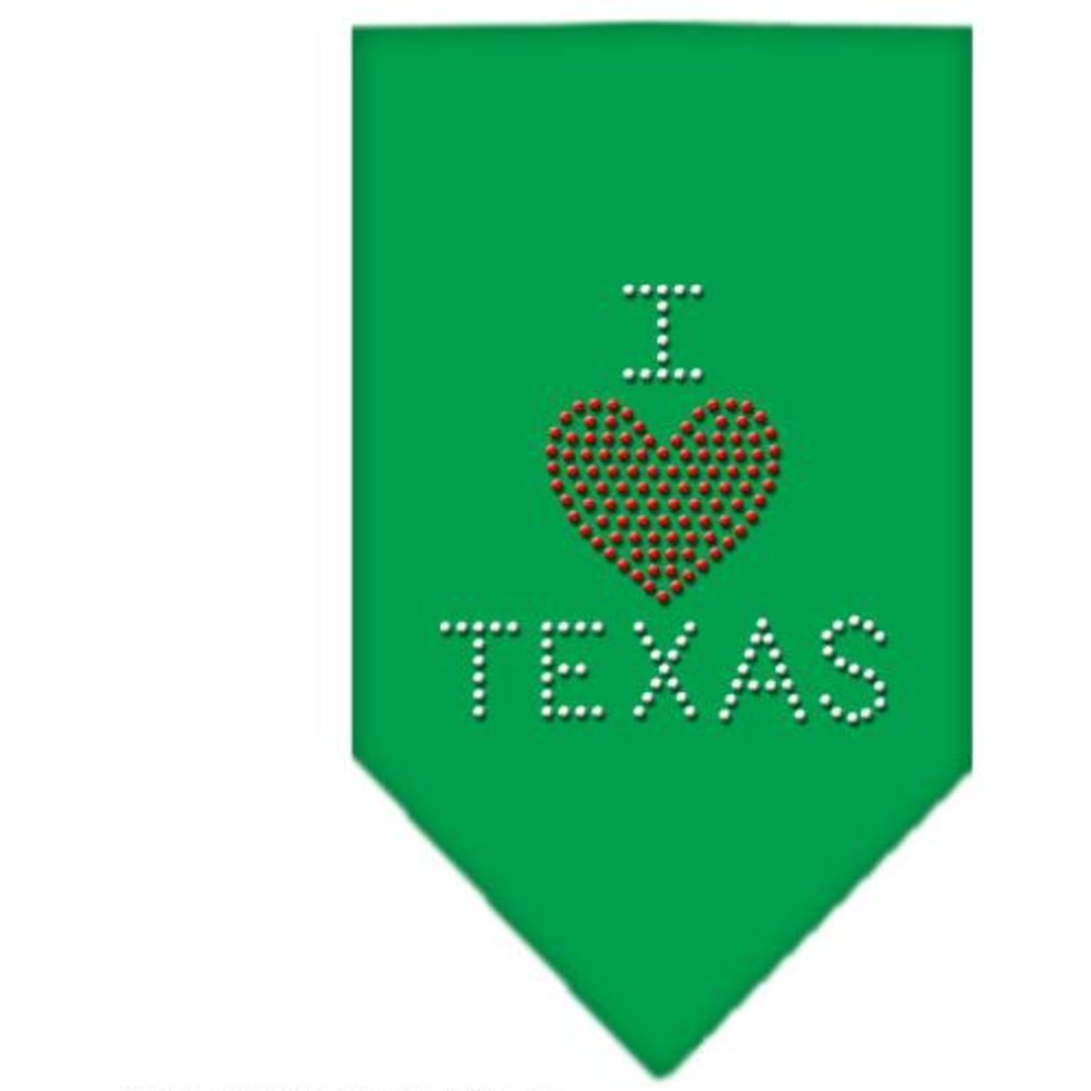 Mirage Pet Products I Heart Texas Rhinestone Bandana, Small, Emerald Green