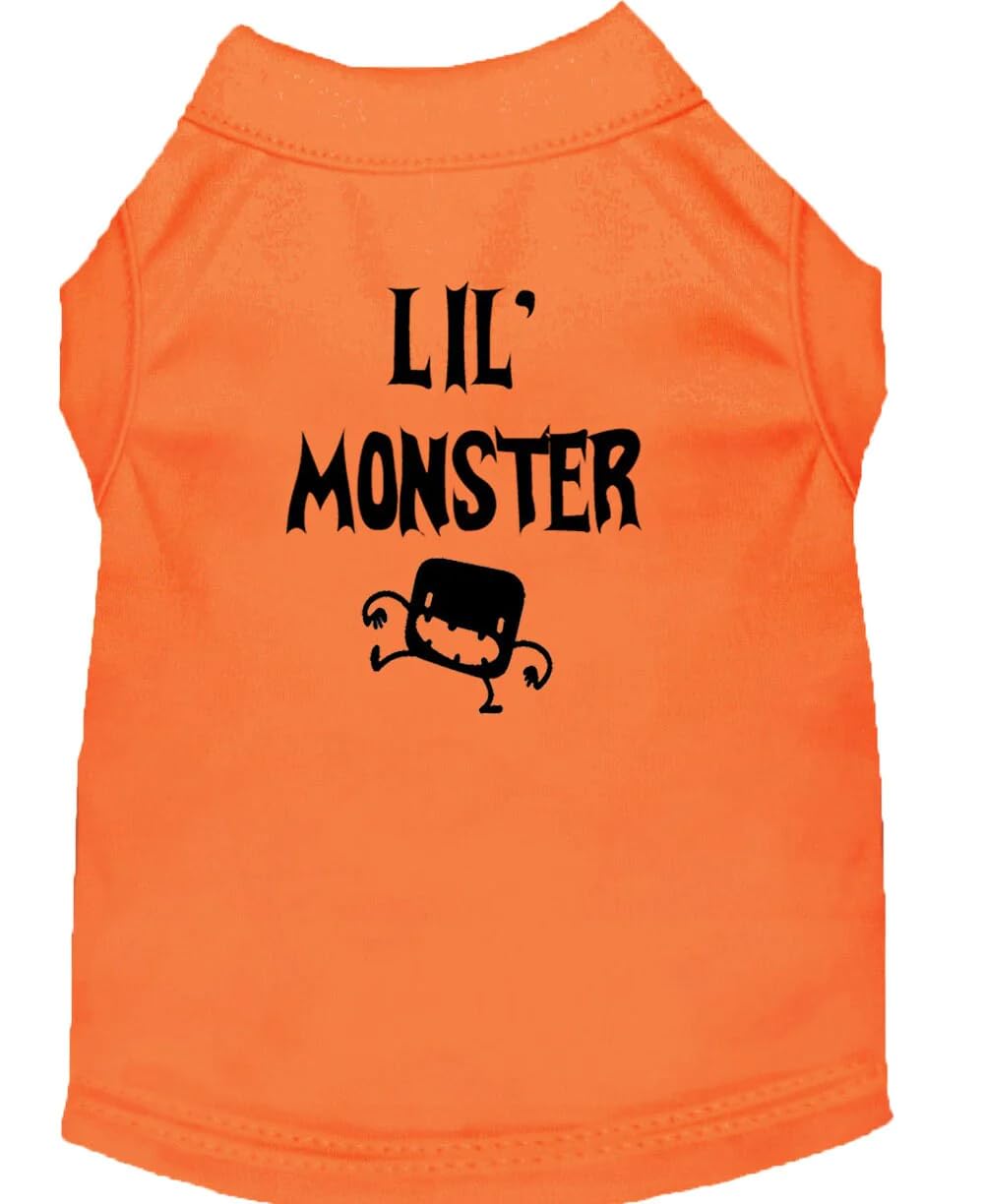Halloween Pet Dog & Cat Shirt Screen Printed, Lil Monster Yellow LG (10-14 lbs.)