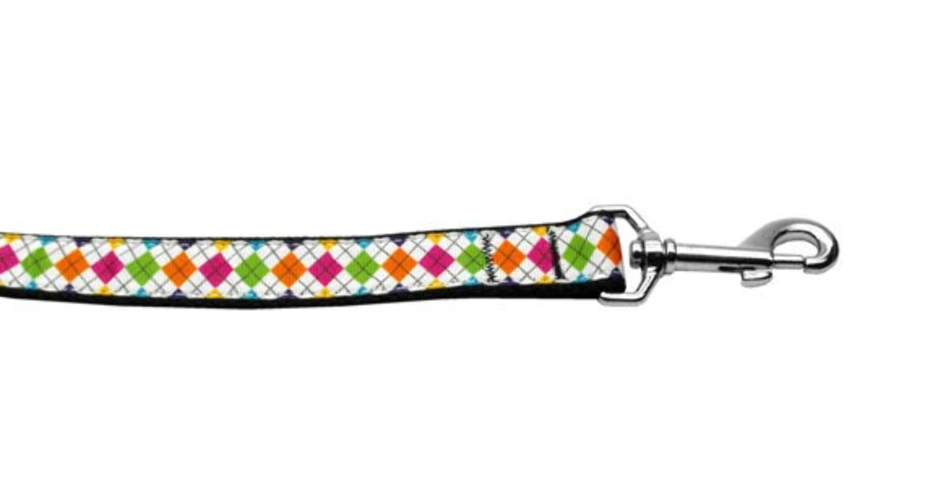Pet Dog & Cat Nylon Collar or Leash, "Colorful Argyle" 1" w x 4 ft. leash