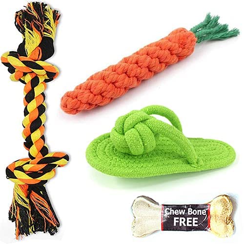 Petlicious & More Toys For Puppies, Chewable Rope Teething Playing Toys, Interactive Toys, Two Knot Rope Toys, Chew Rope Sleeper