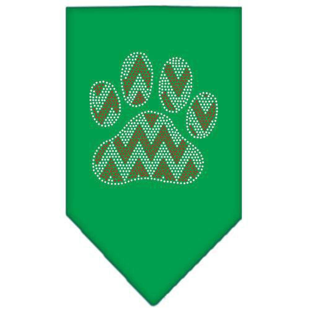 Christmas Pet and Dog Bandana Rhinestone, "Candy Cane Chevron Paw" Navy Blue Small