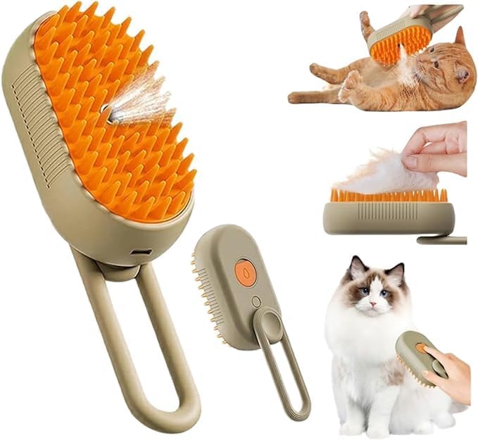 Bohobark (1Pcs) 3 In1 Spray Cat BrushselfCleaning Wet Cat Comb With Usb Rechargeable & Water Tank,Suitable For Dogs,Cats To Red