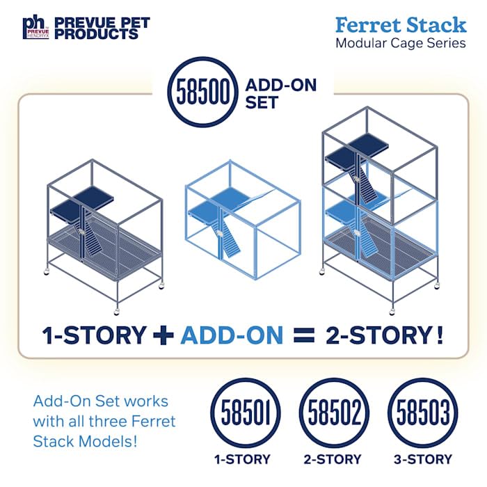 Prevue Ferret Stacking Cage Add-On Unit, Single Story, Black, Model 58500