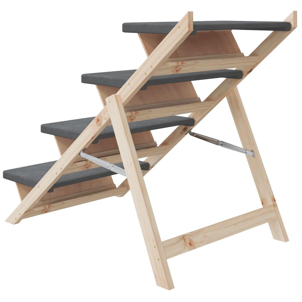 vidaXL Dog Stair Gray 41.3x18.5 Solid Wood Fir