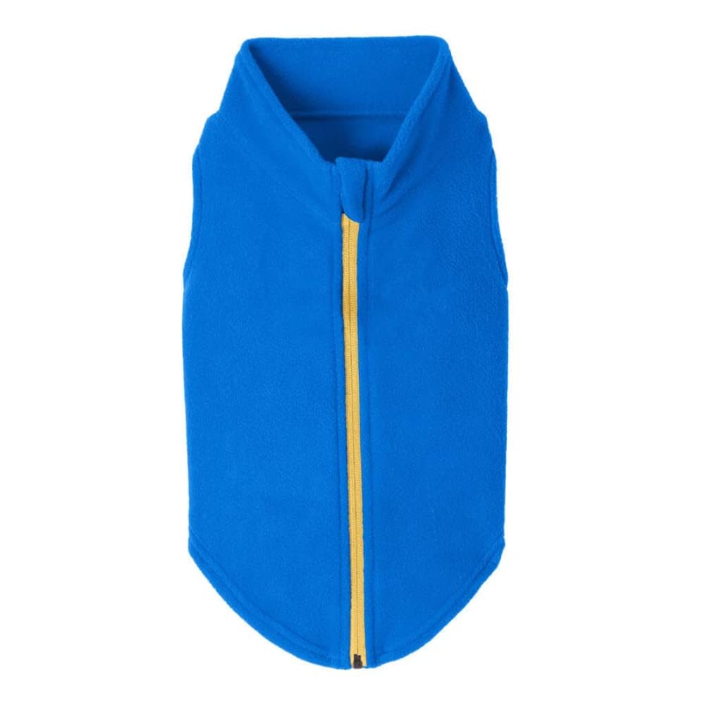 Gooby Zip Up Fleece Dog Sweater - Blue, 2X-Large - Warm Pullover Fleece Step-In Dog Jacket Without Ring Leash - Winter Small Dog
