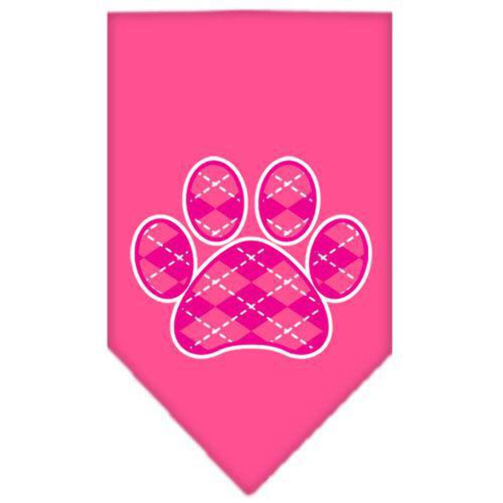 Mirage Pet Products Argyle Paw Pink Screen Print Bandana for Pets, Large, Yellow