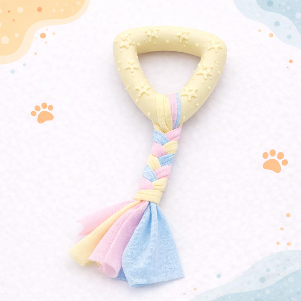 Dog Chew Traingle Toy With Tail Rope, Tpr Material, NonToxic, For Teeth Cleaning And Interactive Play, Small Breed (Triangle)