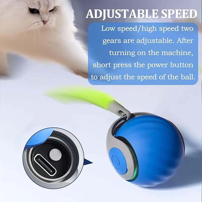 Autrety Interactive Cat Toys For Indoor Cats, Automatic Cat Toy With Tail, Electric Rolling Ball On Carpet,Cat Toys For Bored In