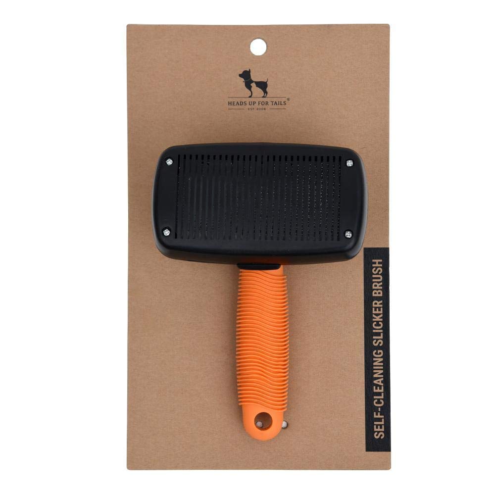 Heads Up For Tails Self Cleaning Slicker Brush For Dogs  Orange  S