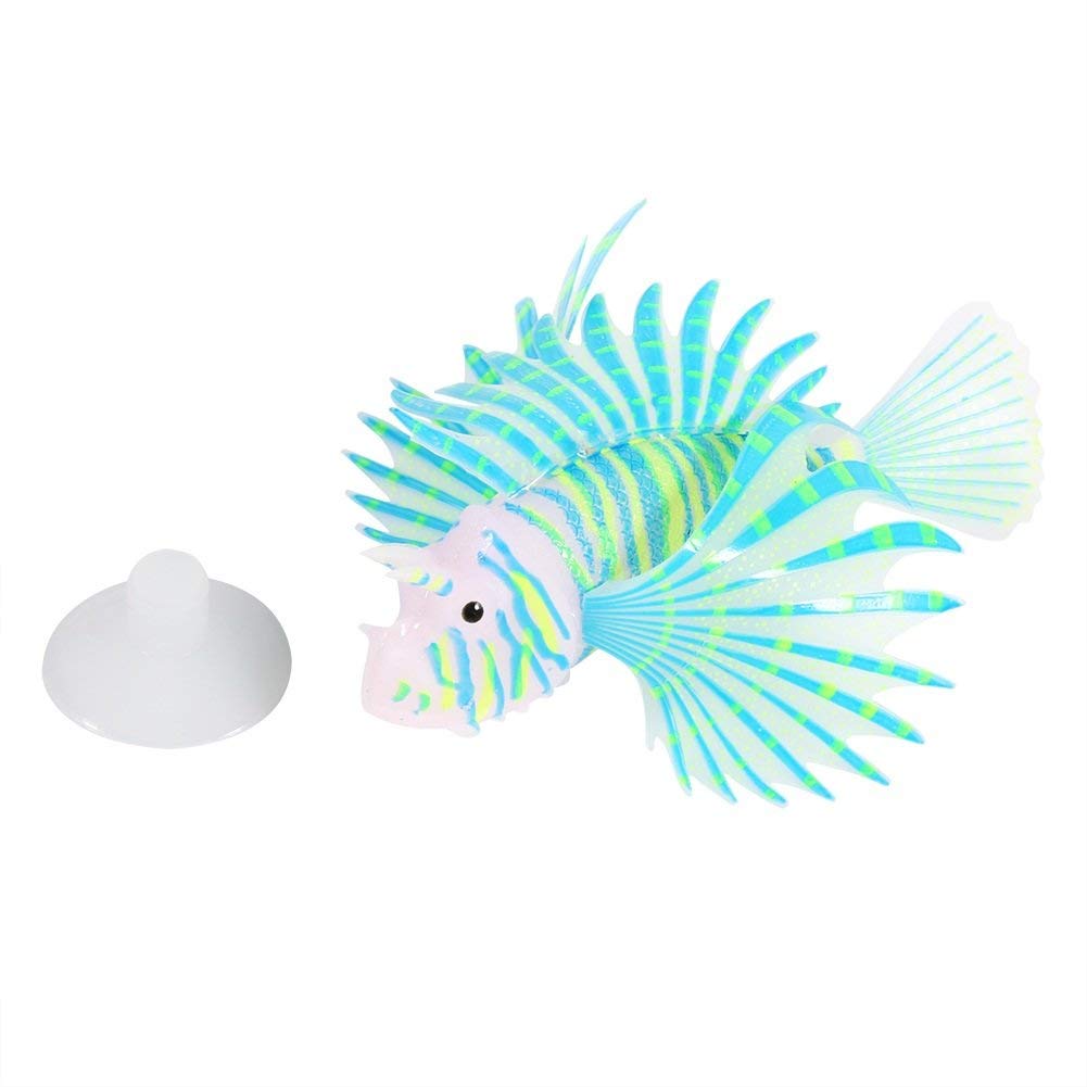Yosoo Artificial Lion Fish Luminous Fake Fish Aquarium Fish Tank Ornament Glow Simulation Animal Decoration (Blue)