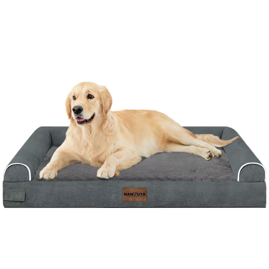 Large Dog Bed Orthopedic Washable: Jumbo Dog Bed Bolster Extra Large Dogs Egg Crate Foam Sofa Couch Waterproof Removable Cover -