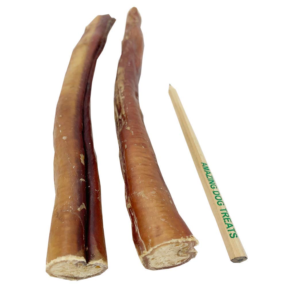 Amazing Dog Treats Bully Sticks 12 Inch - Extra Thick, Long Lasting - 5 Pcs/Pck